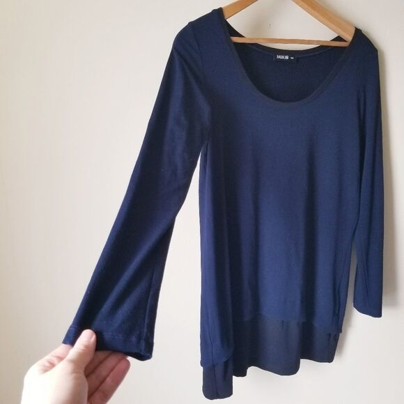 𝅺miik Long Sleeve Navy Black Sweater-Dress Size Small - Picture 3 of 7